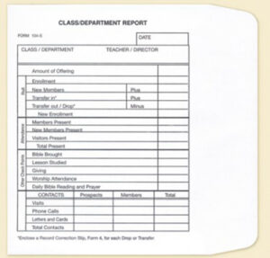Sunday School Class Report Envelope