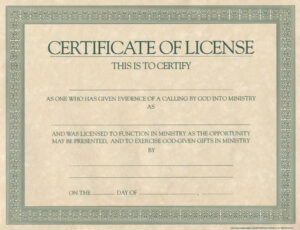 Certificate of License (Generic)