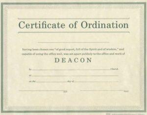 CERTIFICATE OF ORDINATION DEACON