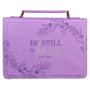Bible Cover, Be Still and Know, Lilac, Large