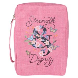 Bible Cover, Polyester, Strength and Dignity, Pink, Medium