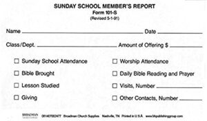 Sunday School Memebers Report Form