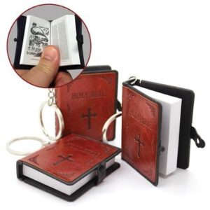 Smallest Bible Keyring, Extra large, Brown