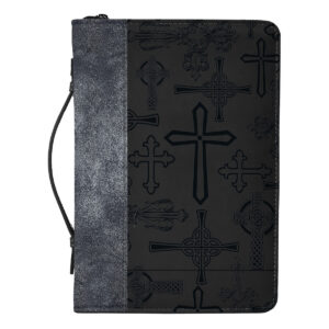 Bible Cover, Crosses, Black, Medium