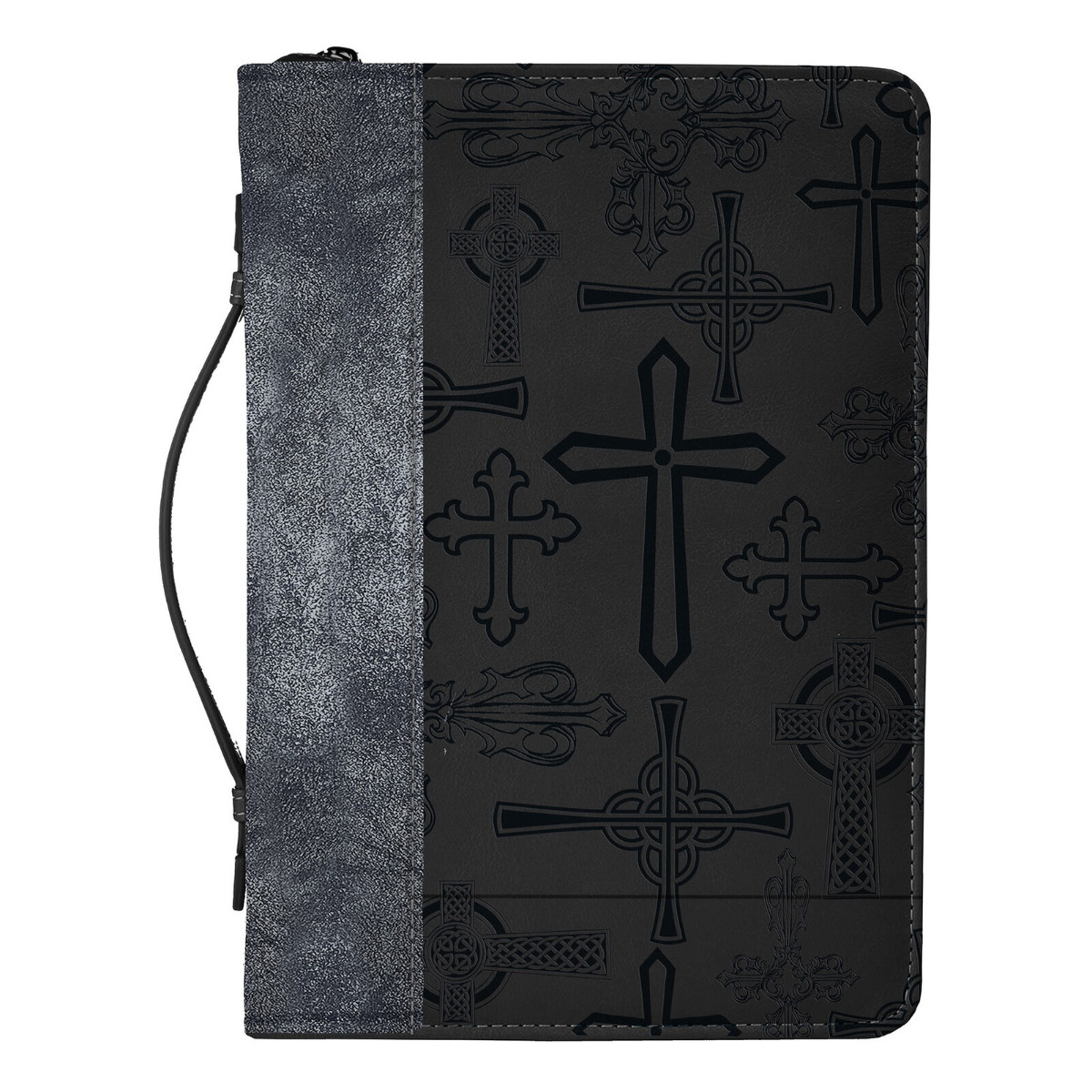 Bible Cover, Crosses, Black, Medium
