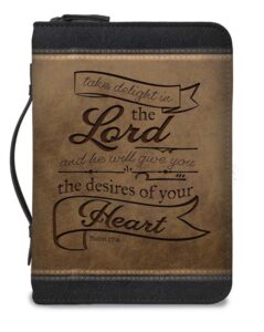 Bible Cover, Delight in the Lord, Medium, Brown