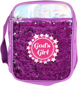 Bible Cover, Gods Girl, Canvas, Purple with Sequins, Large