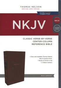 NKJV, Verse by Verse Center Column Bible, Imitation Leather, Brown