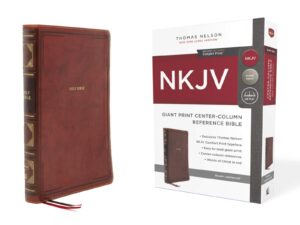 NKJV, Reference Bible, Leathersoft, Brown, Center Column, Giant Print