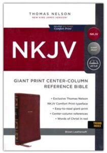 NKJV, Center Column Reference Bible, Leathersoft, Brown, Giant Print, Indexed