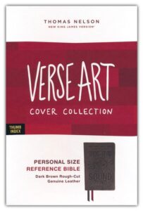NKJV, Personal Size Reference Bible, Verse Art Collection, Genuine Leather, Brown