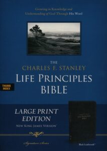 Charles F. Stanley Large Print Life Principles Bible, Imi lea, Black (indexed)