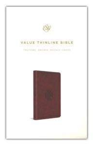 ESV, Value Thinline Bible, Imitation Leather, Brown, Mosaic Cross Design
