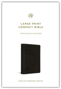 ESV, Compact Bible, Imitation Leather, Charcoal with Crown Design, Large Print