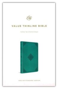 ESV, Value Thinline Bible, Imitation Leather, Teal with Ornament Design