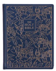 KJV, Note Taking Bible, Imitation Leather, Navy w/Gold Floral, Large Print