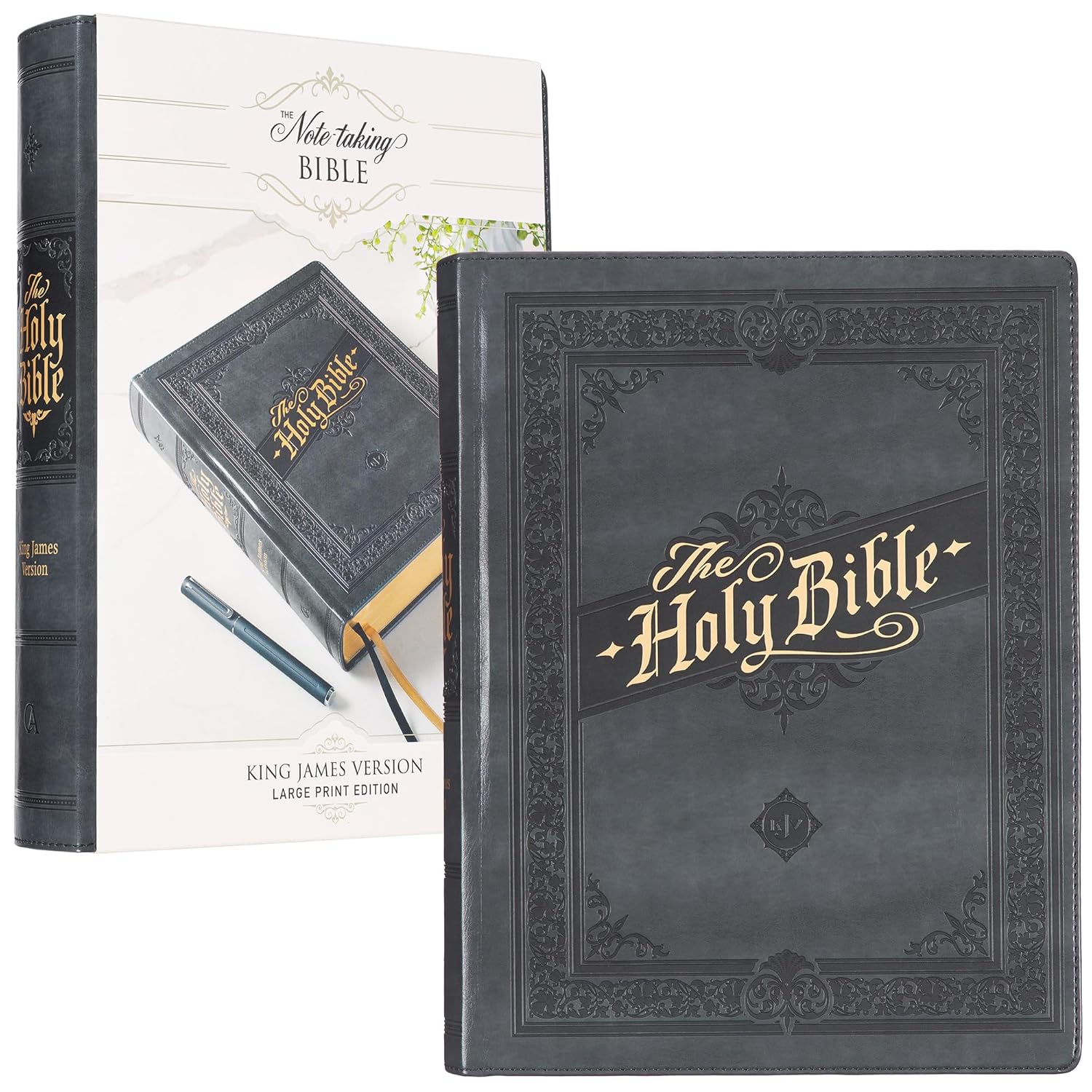 KJV, Note Taking Bible, Hardcover, Gray, Large Print