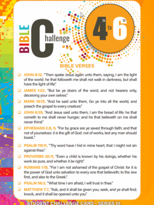 Bible Challenge 4th-6th Grade STUDENT CHALLENGE CARD, Series III