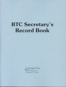 BTC SECRETARY'S RECORD BOOK