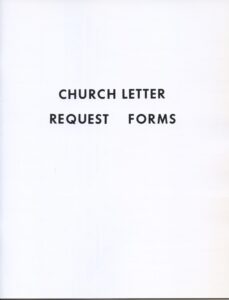 CHURCH LETTER REQUEST FORM BOOK