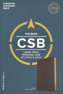 CSB, Large Print Reference Bible, Brown Genuine Leather