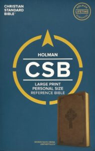 CSB, LP, Personal Size Reference Bible, Brown LT, Celtic Cross
