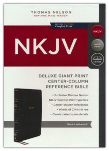NKJV, Deluxe Reference Bible, Leathersoft Black, Center Column, Giant Print