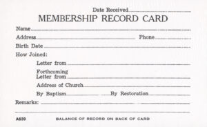 MEMBERSHIP RECORD CARDS
