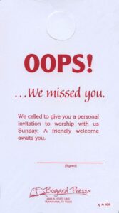 VISITATION CARDS: OOPS...WE MISSED YOU!