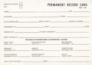 PERMANENT RECORD CARD