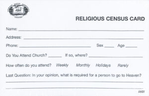 RELIGIOUS CENSUS CARD