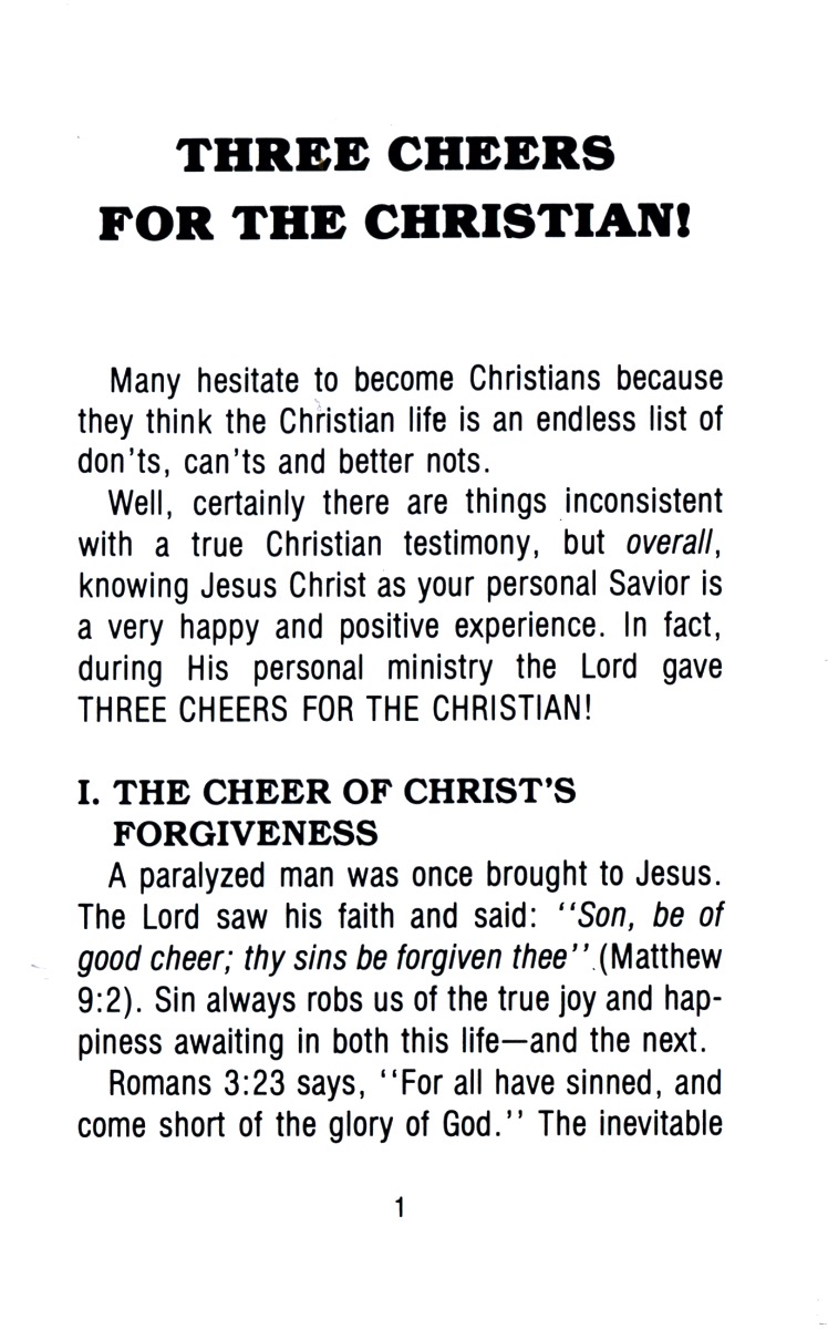 THREE CHEERS FOR THE CHRISTIAN Tract - Image 2
