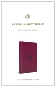 ESV, Premium Gift Bible, Imitation Leather, Raspberry with Emblem Design